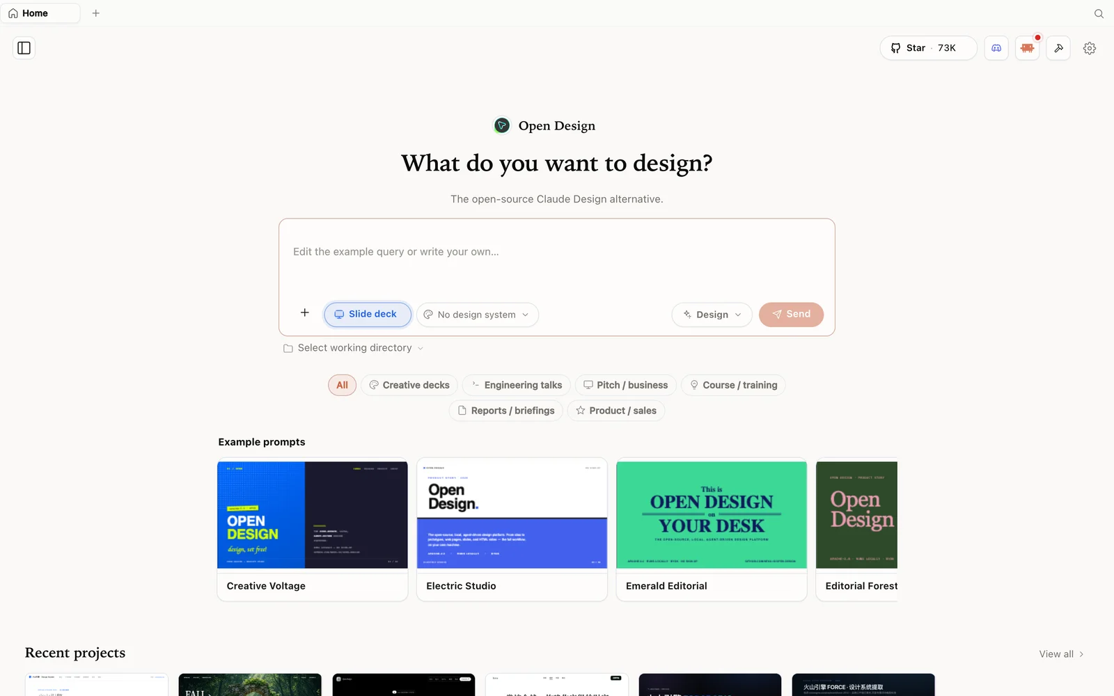 Building a slide deck in Open Design.