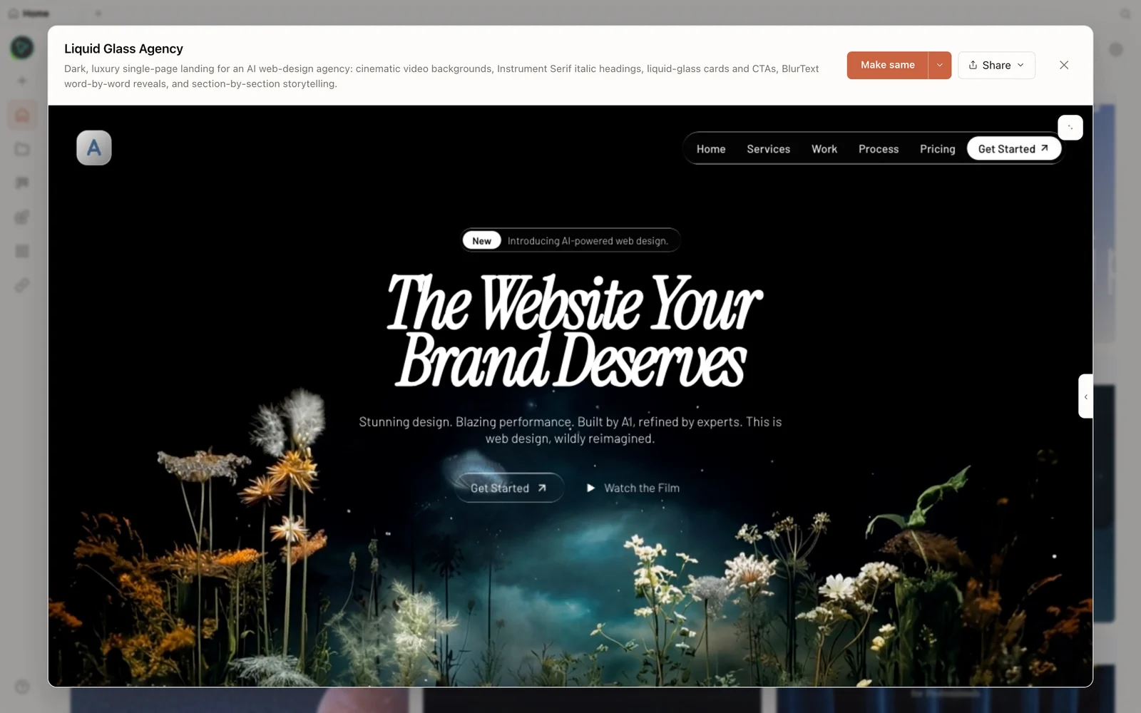 A real prototype generated in Open Design.